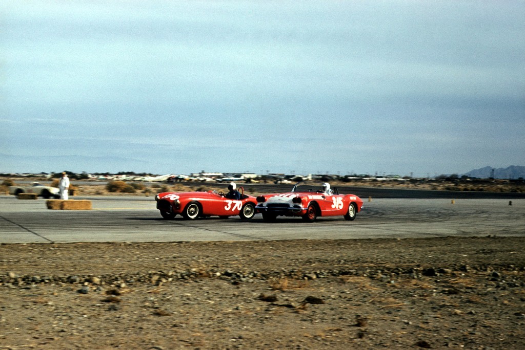 Norm Burger in Corvette #315 at palm springs raceway 1961